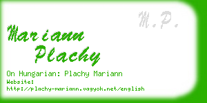 mariann plachy business card